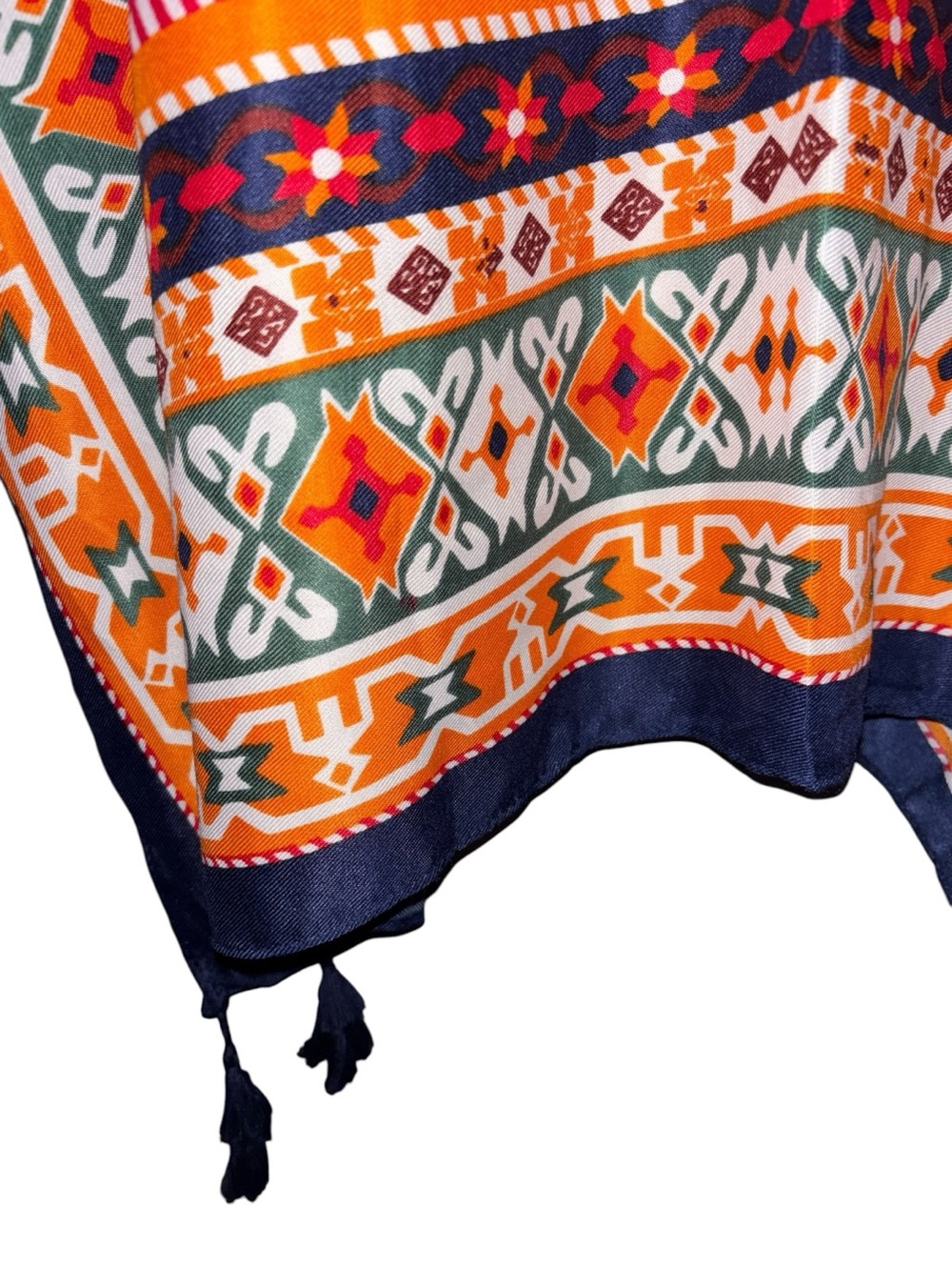 Jessica McClintock Orange, Navy & Green Geometric Kimono w/Tassles, NWT - Picture 5 of 10